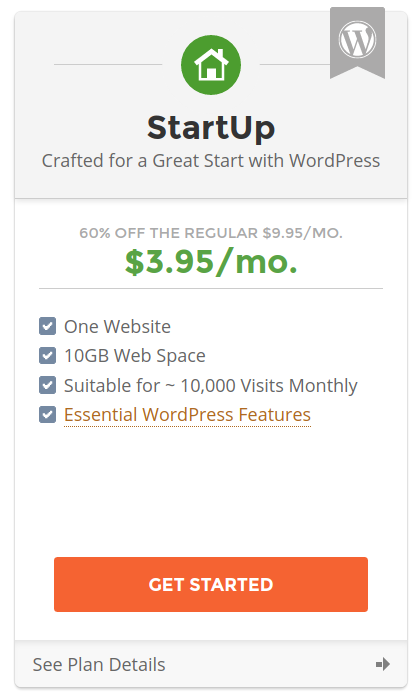 Start a WordPress blog with SIteGround Startup plan