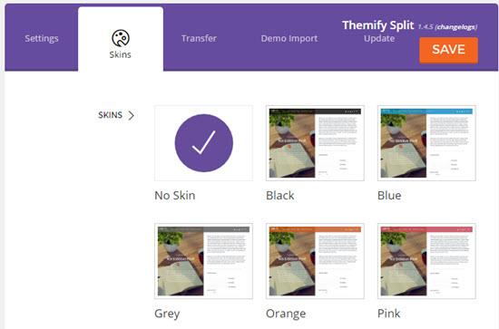 choose a skin for themify split