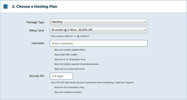 Choose Hosting Plan