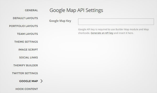 Google Map API Settings