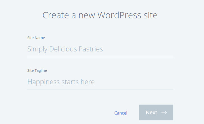 crear un nuevo sitio web de wordpress