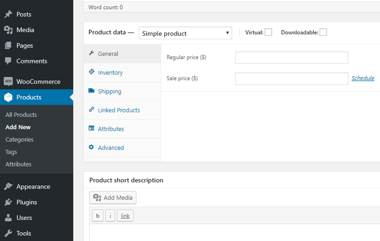 woocommerce product data