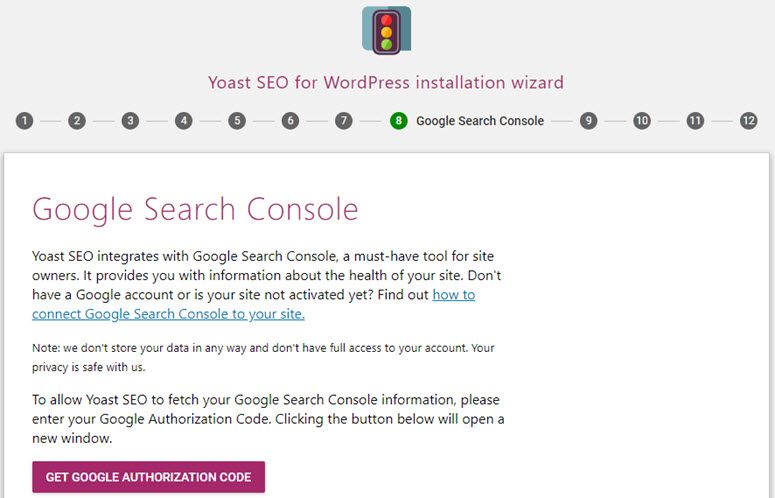 yoast seo google search console