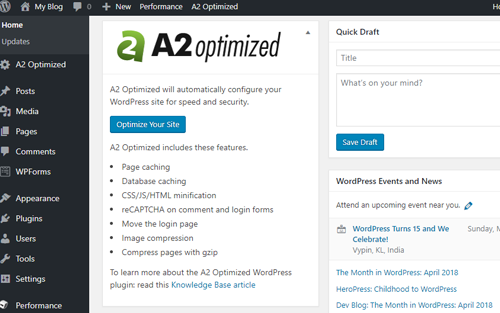 A2 Hosting WordPress login