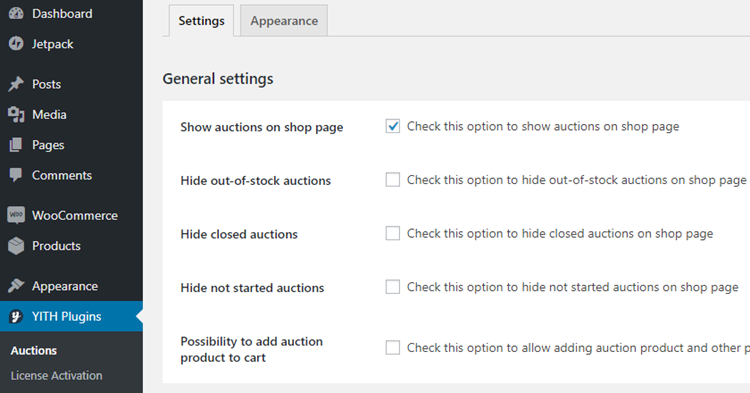 auction yith plugins