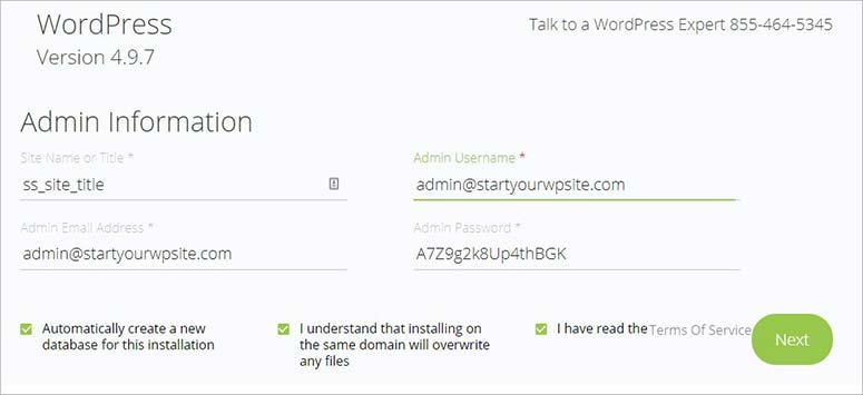 Admin user information