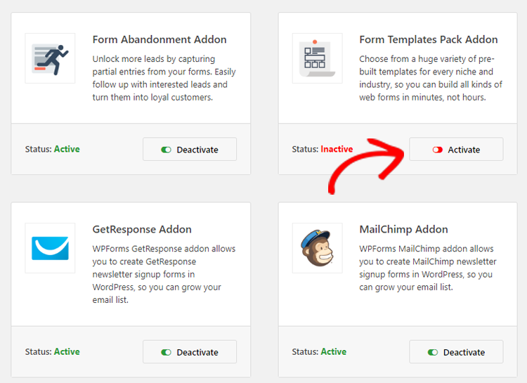 activate job forms templates