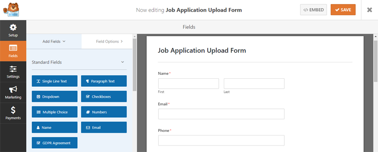 job application form template