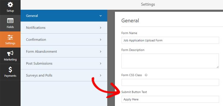 change submit button text