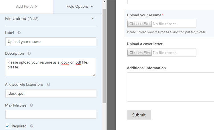 file upload customization