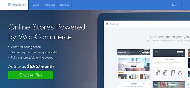 Bluehost WooCommerce hosting plan