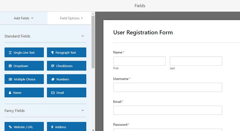 User registration form