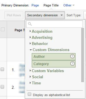 Google Analytics Screenshot Of Custom Dimensions