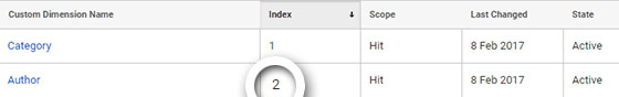 Custom Dimension Index No. In GA