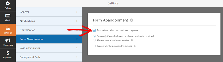 form abandonment