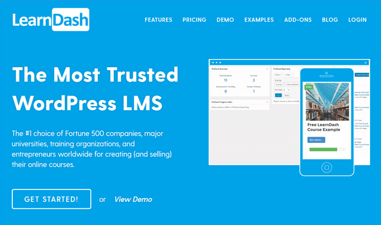 learndash wordpress plugin LearnDahs home page
