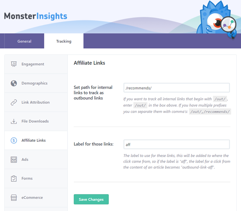 monsterinsights-affiliate-tracking-setup