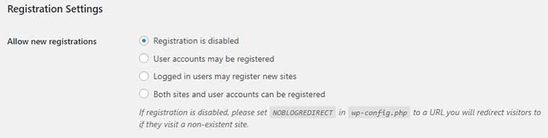 Registration settings