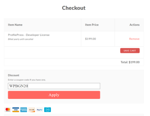 ProfilePress discount
