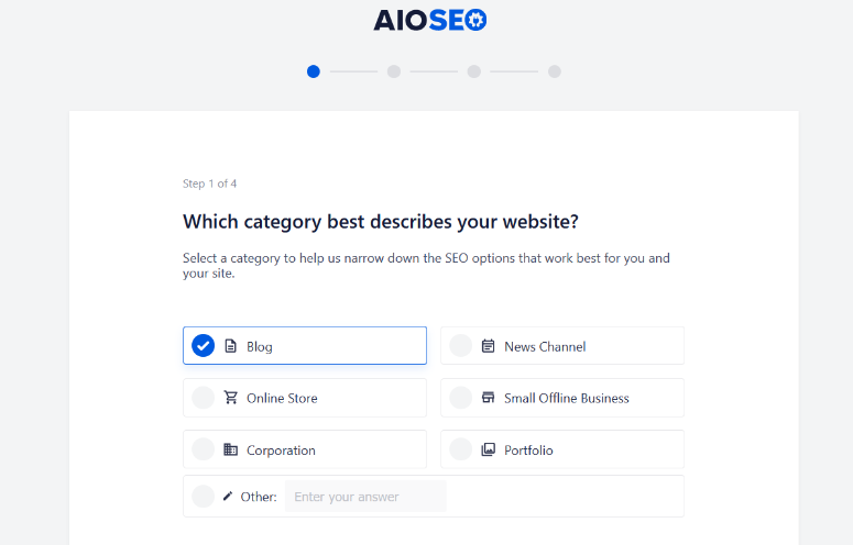 choose site category for aioseo