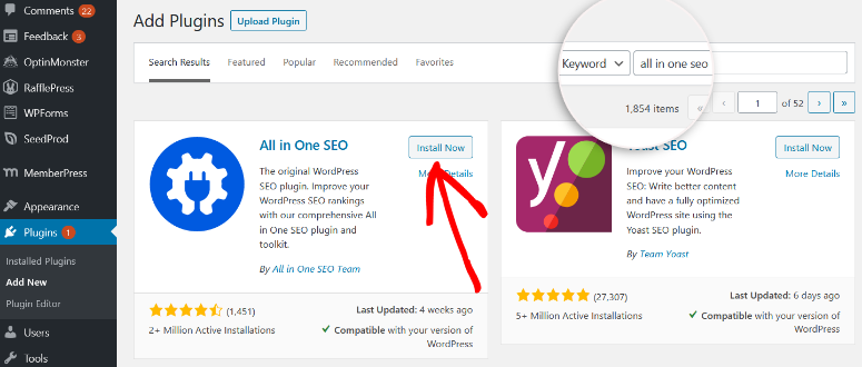install all in one seo