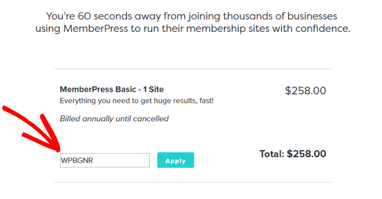 MemberPress discount code