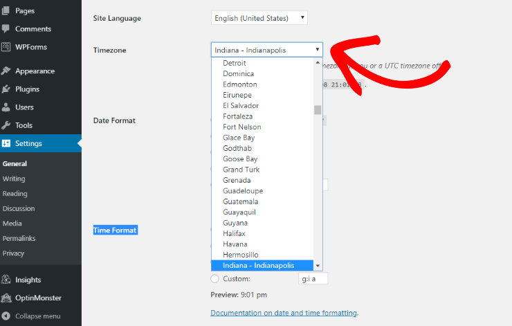 wordpress-timezone