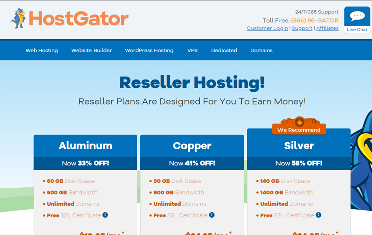 hostgator reseller hosting