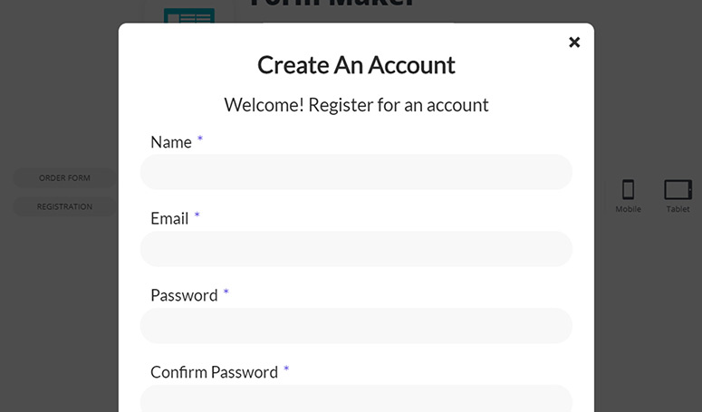 Form Maker popup example