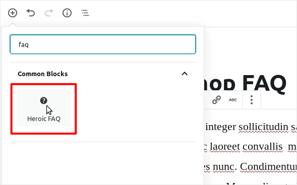heroic faq block in wordpress