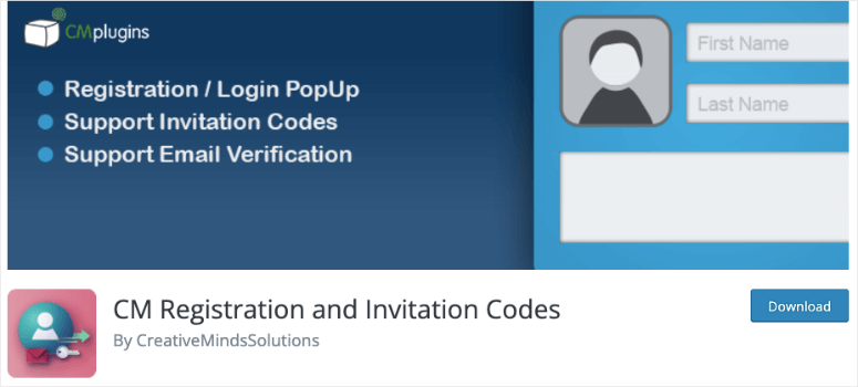 cm registration and invitation plugin