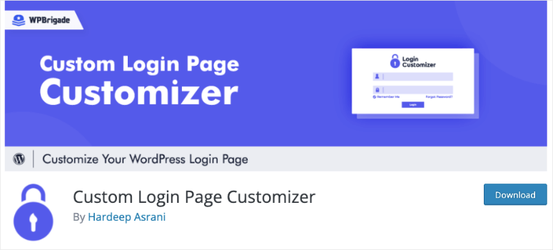 custom login page customizer