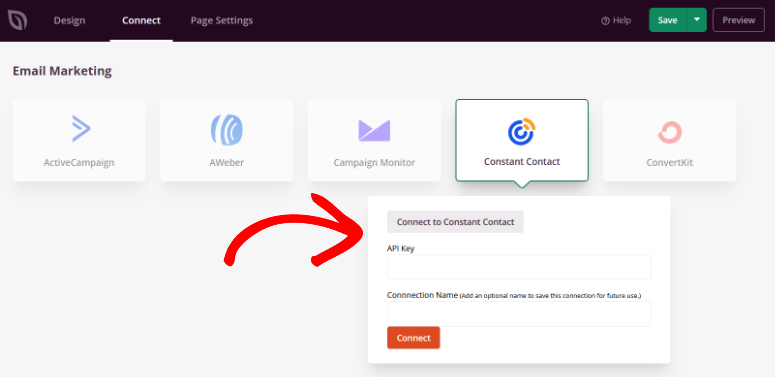connect maintenance mode page to email marketing provider