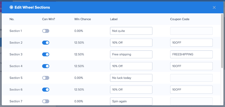 editing coupon wheel slices