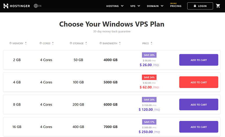 hostinger windows hosting