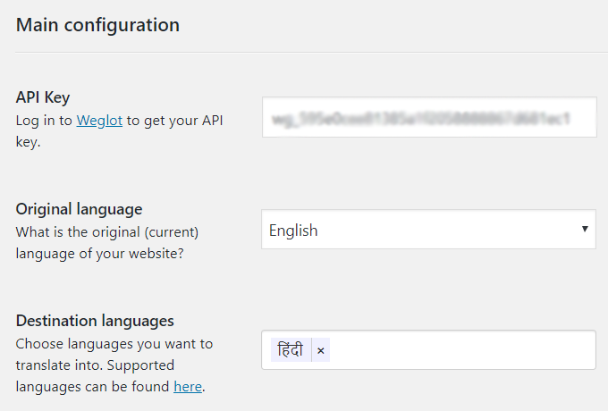 weglot wordpress plugin configuration