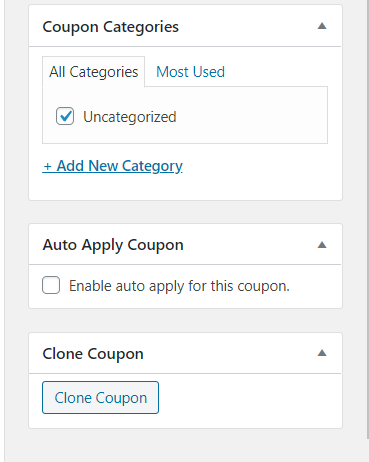 Advanced coupons categories