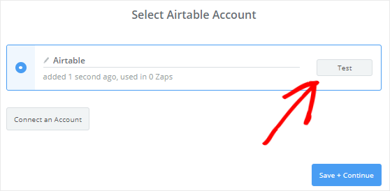 test-connection-between-zapier-and-airtable - IsItWP - Free WordPress Theme Detector
