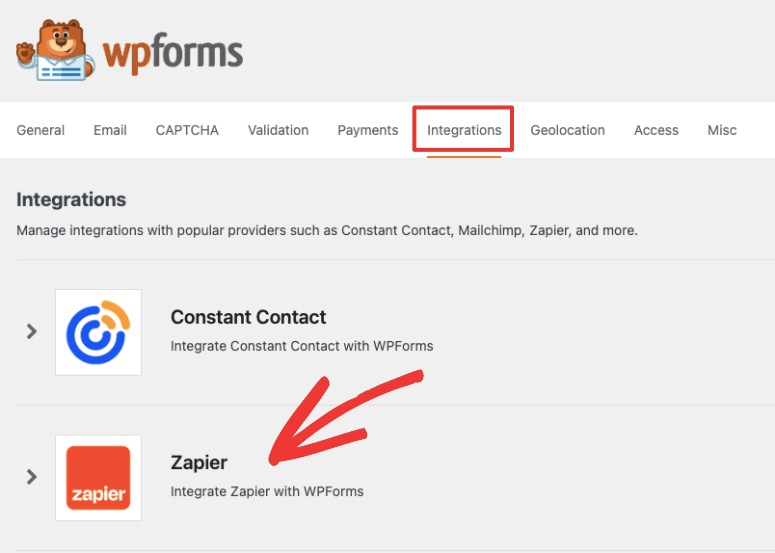 WPForms Zapier integration