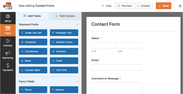 contact form builder wpforms