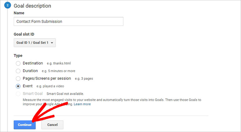 Google Analytics Create a goal