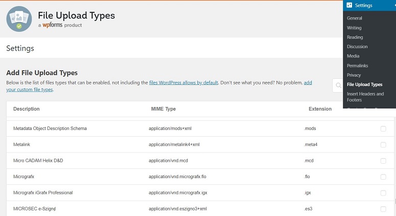 File Upload Types by WPForms , addition file support in wordpress
