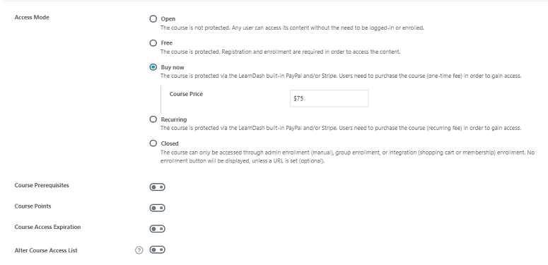 How to Start an Online Tutoring Business with WordPress 11 LearnDash course settings