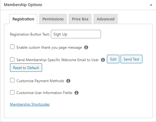 MemberPress settings option