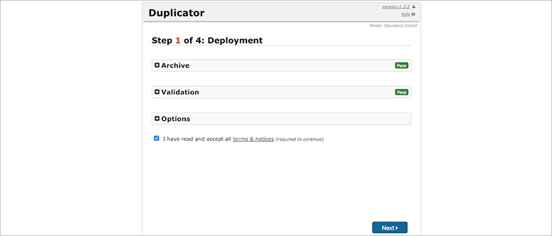 Duplicator settings