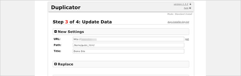 Duplicator Update Database