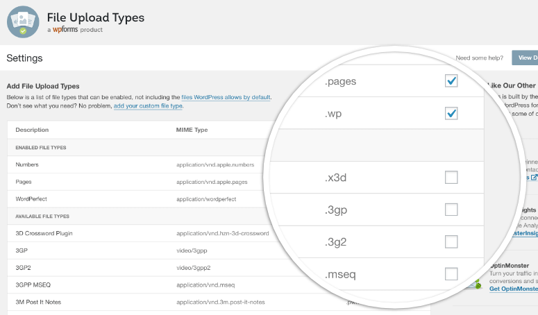 select and deselect form types