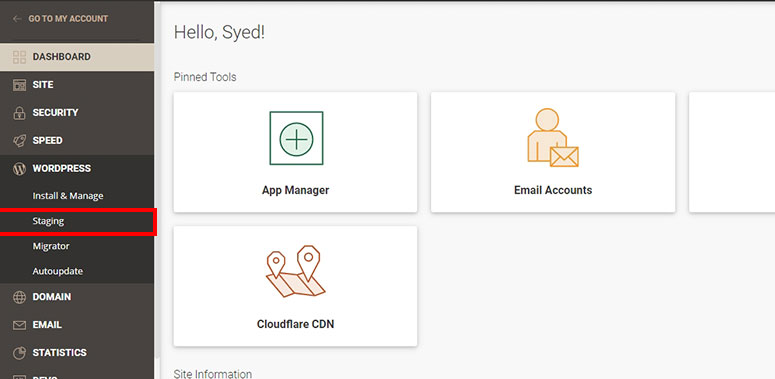 SiteGround Staging