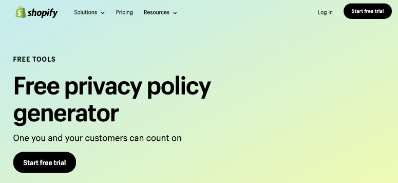 shopify free privacy policy generator