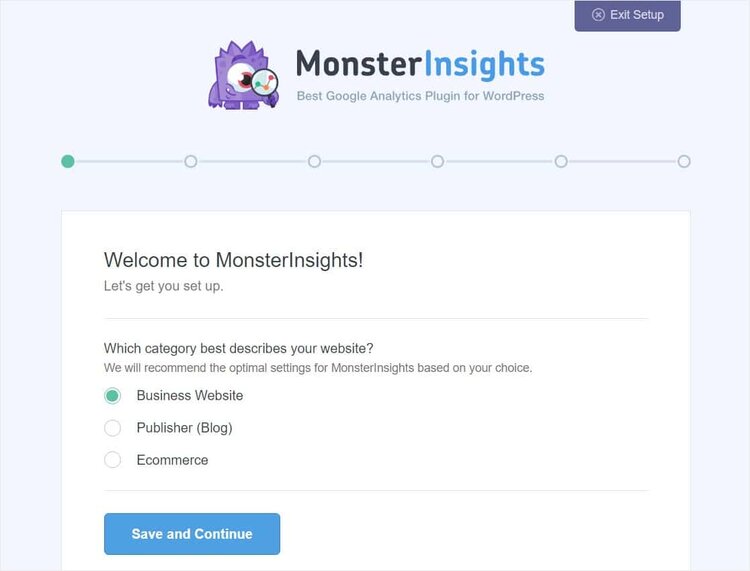 monsterinsights setup wizard